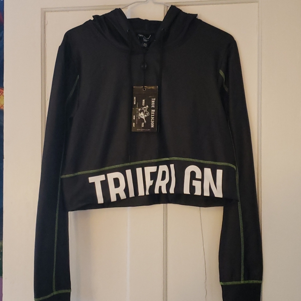 True religion active crop top hoodie